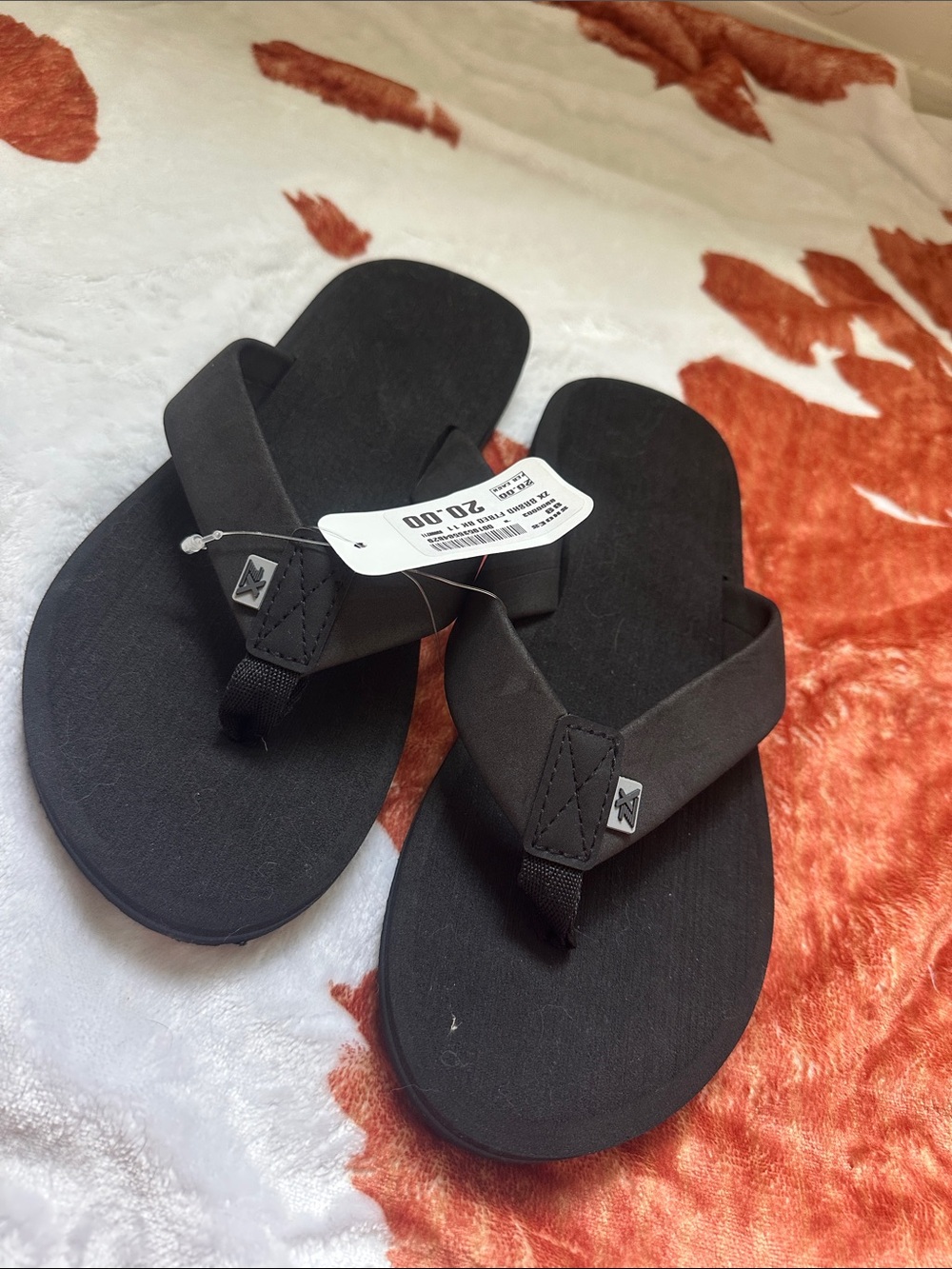 Black Foam Flip Flop Sandals with Logo Tab